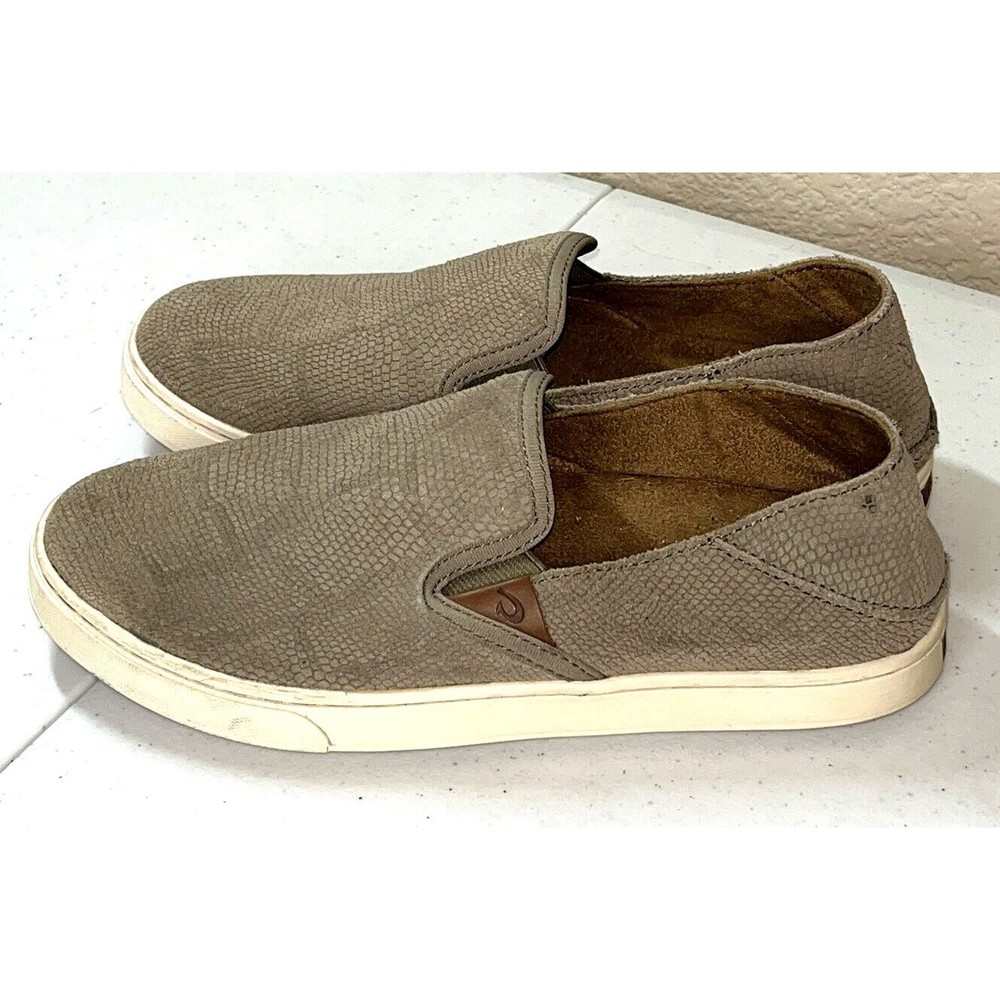 Olukai Pehuea Women's 7W Leather Loafer Slip On Clay Taupe Brown 20329-LH10 - Picture 1 of 9